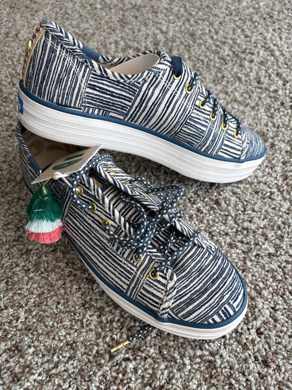Keds x Jungalow Triple Kicked Quinn Sneakers with Blue Motif Size 8